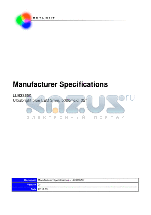 LLB33550 datasheet - Ultrabright blue LED 3mm, 5000mcd, 35