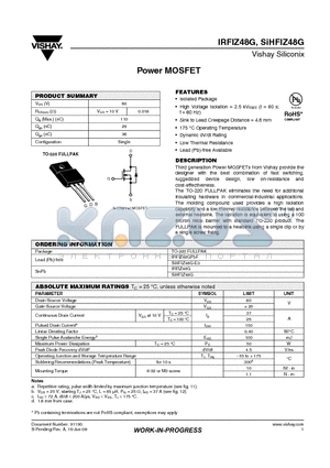 IRFIZ48GPBF datasheet - Power MOSFET