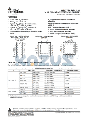 LV138A datasheet - 3-LINE TO 8-LINE DECODERS/DEMULTIPLEXERS