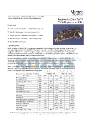 MDR-4 datasheet - SSPA Replacement Kits