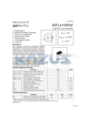 IRFL4105PBF datasheet - HEXFET^ Power MOSFET