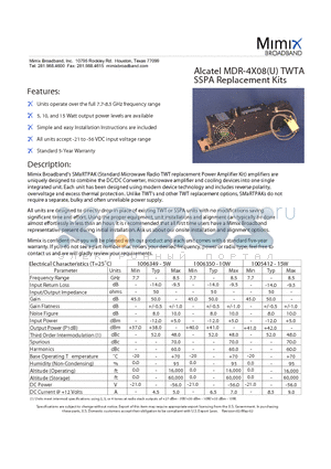 MDR-4X08 datasheet - SSPA Replacement Kits