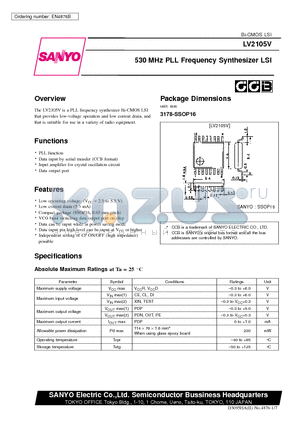 LV2105 datasheet - 530 MHz PLL Frequency Synthesizer LSI