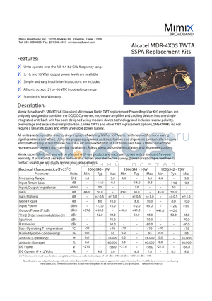 MDR-4X05 datasheet - Units operate over the full 4.4-5.0 GHz frequency range