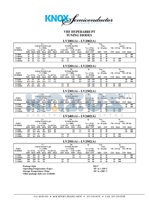 LV2201A datasheet - VHF HYPERABRUPT TUNING DIODES