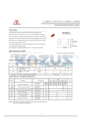 LLDB3 datasheet - SILICON BIDIRECTIONAL DIAC