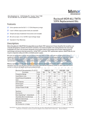 MDR-8 datasheet - SSPA Replacement Kits