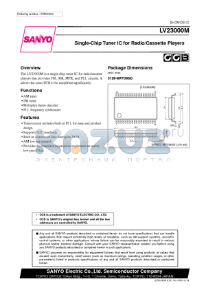 LV23000 datasheet - Single-Chip Tuner IC for Radio/Cassette Players