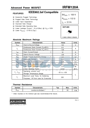 IRFM120A datasheet - IEEE802.3af Compatible