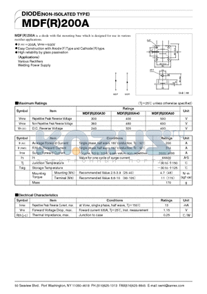 MDR200A40 datasheet - DIODE(NON-ISOLATED TYPE)