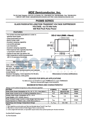 P6SMB550CA datasheet - GLASS PASSIVATED JUNCTION TRANSIENT VOLTAGE SUPPRESSOR