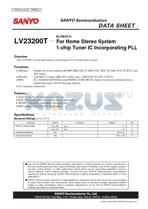 LV23200T datasheet - Bi-CMOS IC For Home Stereo System 1-chip Tuner IC Incorporating PLL
