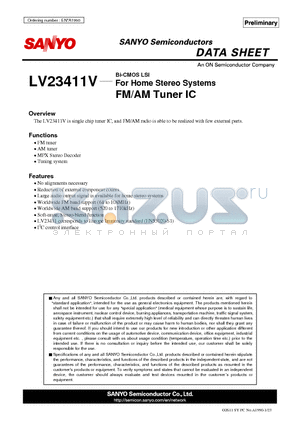 LV23411V datasheet - For Home Stereo Systems FM/AM Tuner IC