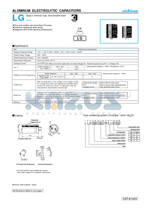 LLG2C102MELA30 datasheet - ALUMINUM ELECTROLYTIC CAPACITORS
