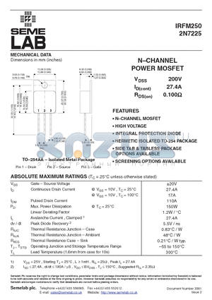 IRFM250_06 datasheet - NCHANNEL POWER MOSFET