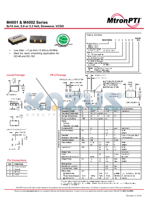 M400113VSK-R datasheet - 9x14 mm, 5.0 or 3.3 Volt, Sinewave, VCSO