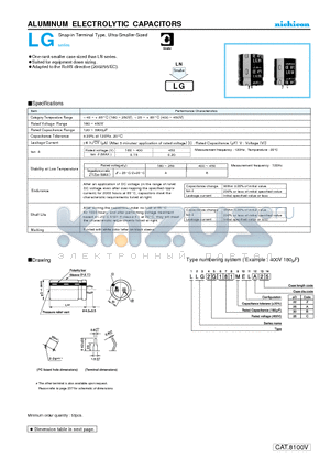 LLG2C182MELC30 datasheet - ALUMINUM ELECTROLYTIC CAPACITORS