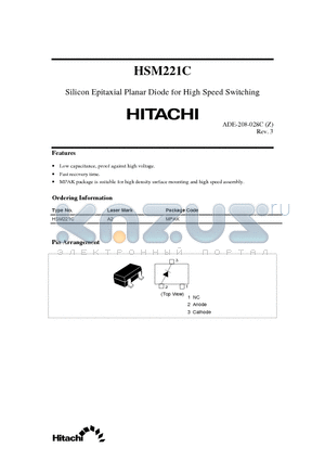 HSM221C datasheet - Silicon Epitaxial Planar Diode for High Speed Switching