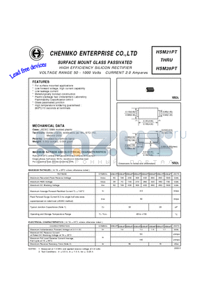 HSM24PT datasheet - HIGH EFFICIENCY SILICON RECTIFIER