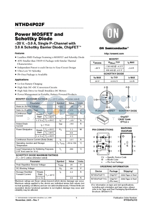 NTHD4P02F_05 datasheet - Power MOSFET and Schottky Diode
