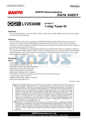 LV25300M datasheet - Bi-CMOS IC 1-chip Tuner IC