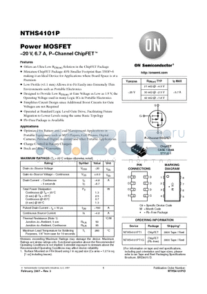 NTHS4101PT1 datasheet - Power MOSFET -20 V, 6.7 A, P-Channel ChipFET