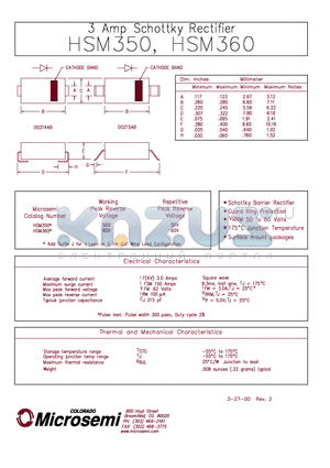 HSM360 datasheet - 3 Amp Schottky Rectifier