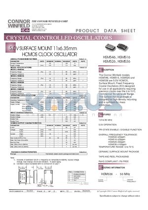 HSM536 datasheet - CRYSTAL CONTROLLED OSCILLATORS