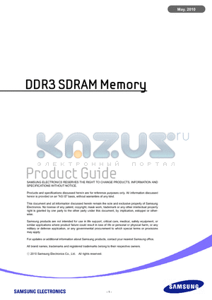 K4B1G0846F datasheet - DDR3 SDRAM Memory