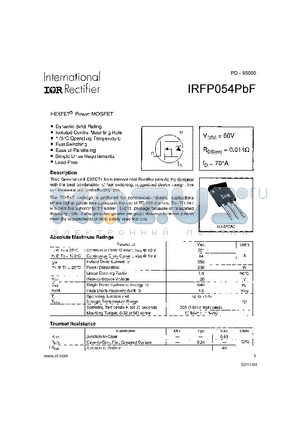 IRFP054PBF datasheet - HEXFET Power MOSFET