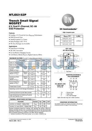 NTJD2152PT1G datasheet - Trench Small Signal MOSFET