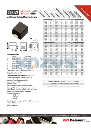HF1008-150M datasheet - Unshielded Surface Mount Inductors