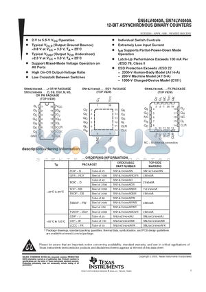 LV4040A datasheet - 12-BIT ASYNCHRONOUS BINARY COUNTERS