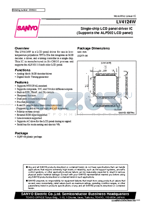 LV4124W datasheet - Single-chip LCD panel driver IC (Supports the ALP202 LCD panel)