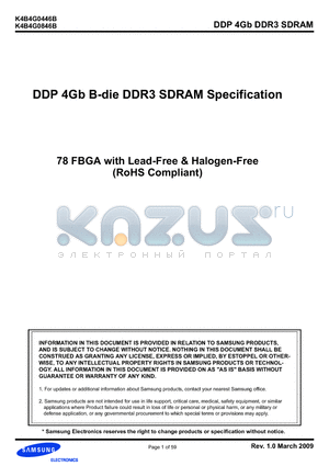 K4B4G0846B datasheet - DDP 4Gb B-die DDR3 SDRAM Specification