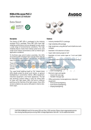 HSMA-A100-Q35J1 datasheet - Surface Mount LED Indicator