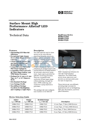 HSMA-TX25 datasheet - Surface Mount High Performance AlInGaP LED Indicators
