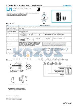 LLN2C561MELZ25 datasheet - ALUMINUM ELECTROLYTIC CAPACITORS