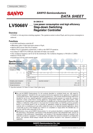 LV5068V datasheet - Low power consumption and high efficiency Step-down Switching Regulator Controller
