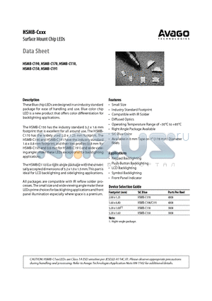 HSMB-C191 datasheet - Surface Mount Chip LEDs