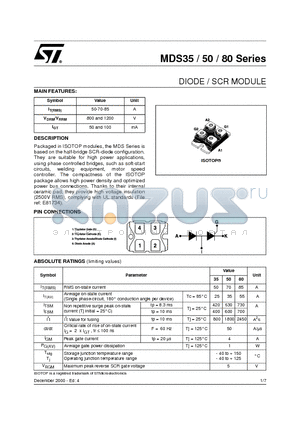 MDS35-1200 datasheet - DIODE / SCR MODULE