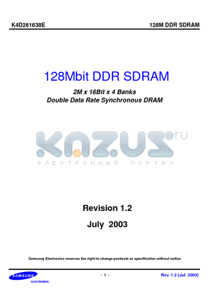 K4D261638E datasheet - 2M x 16Bit x 4 Banks Double Data Rate Synchronous DRAM
