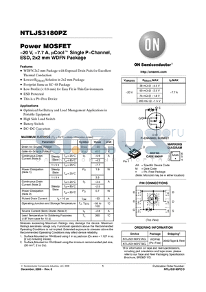 NTLJS3180PZTAG datasheet - Power MOSFET