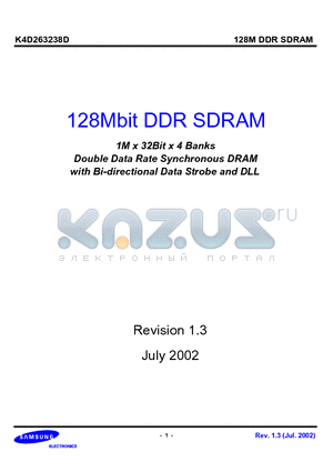 K4D263238D datasheet - 1M x 32Bit x 4 Banks Double Data Rate Synchronous DRAM with Bi-directional Data Strobe and DLL