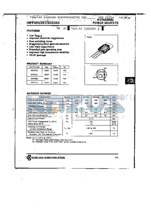 IRFP352 datasheet - N-CHANNEL POWER MOSFETS