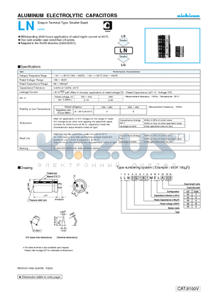 LLN2W151MELY40 datasheet - ALUMINUM ELECTROLYTIC CAPACITORS