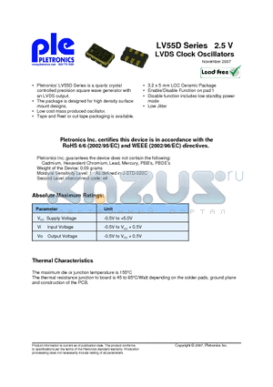 LV5545DEW datasheet - LVDS Clock Oscillators