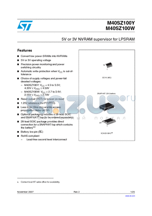 M40SZ100Y_07 datasheet - 5V or 3V NVRAM supervisor for LPSRAM