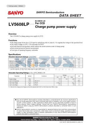 LV5608LP datasheet - Bi-CMOS LSI For CCD Charge pump power supply