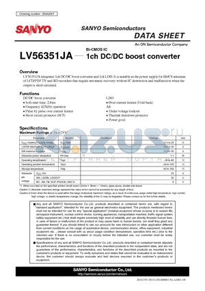 LV56351JA datasheet - Bi-CMOS IC 1ch DC/DC boost converter